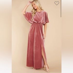 Ready For Tonight Mauve Velvet Maxi Dress BRAND NEW NO TAGS FROM RED DRESS
